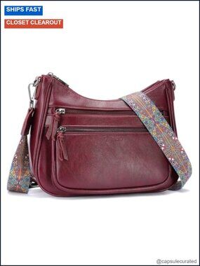 Faux Leather Crossbody Bag Women Trendy Multi Pocket Shoulder Handbag Travel